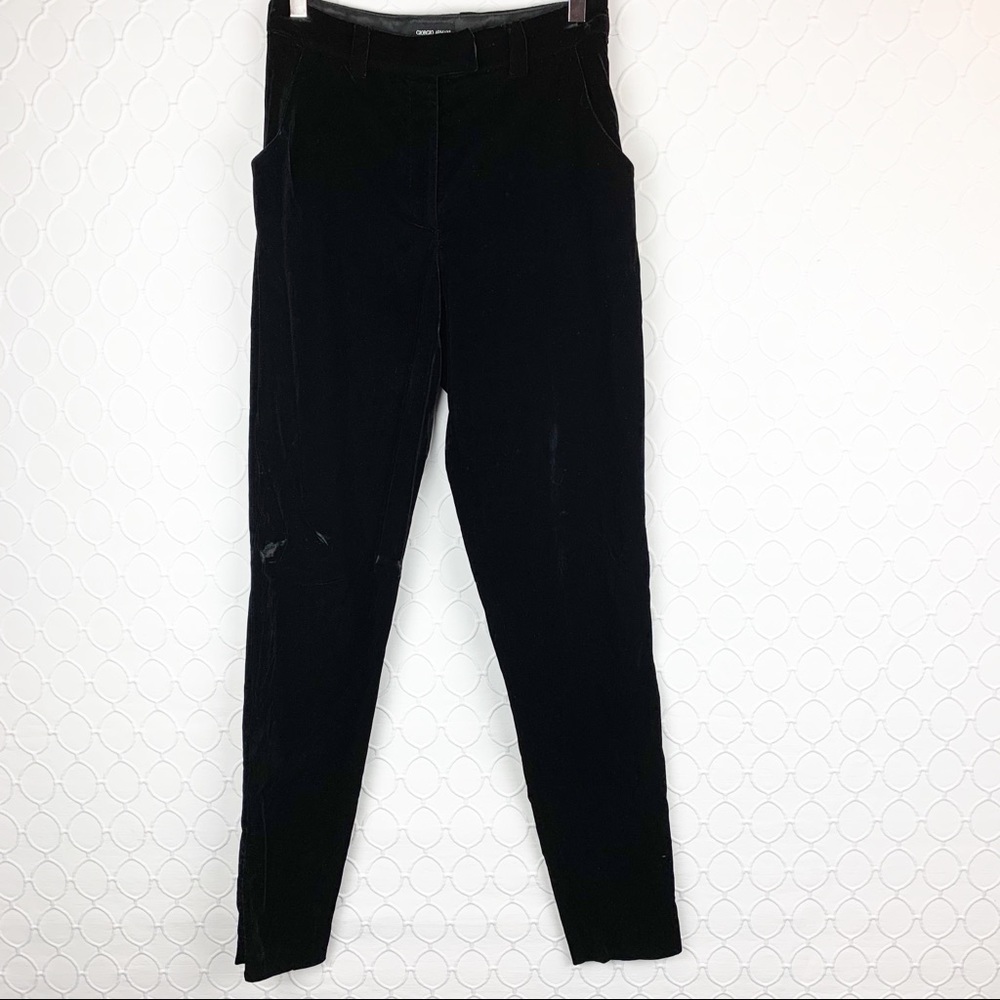 GEORGIO ARMANI Black Velvet Trouser Pants 42 8/10 - Picture 2 of 8